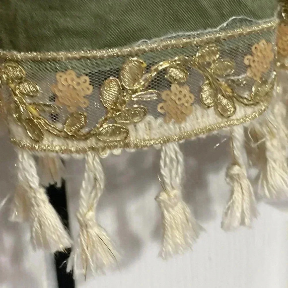 New Collection green & tan linen dress size MEDIUM - Picture 14 of 15